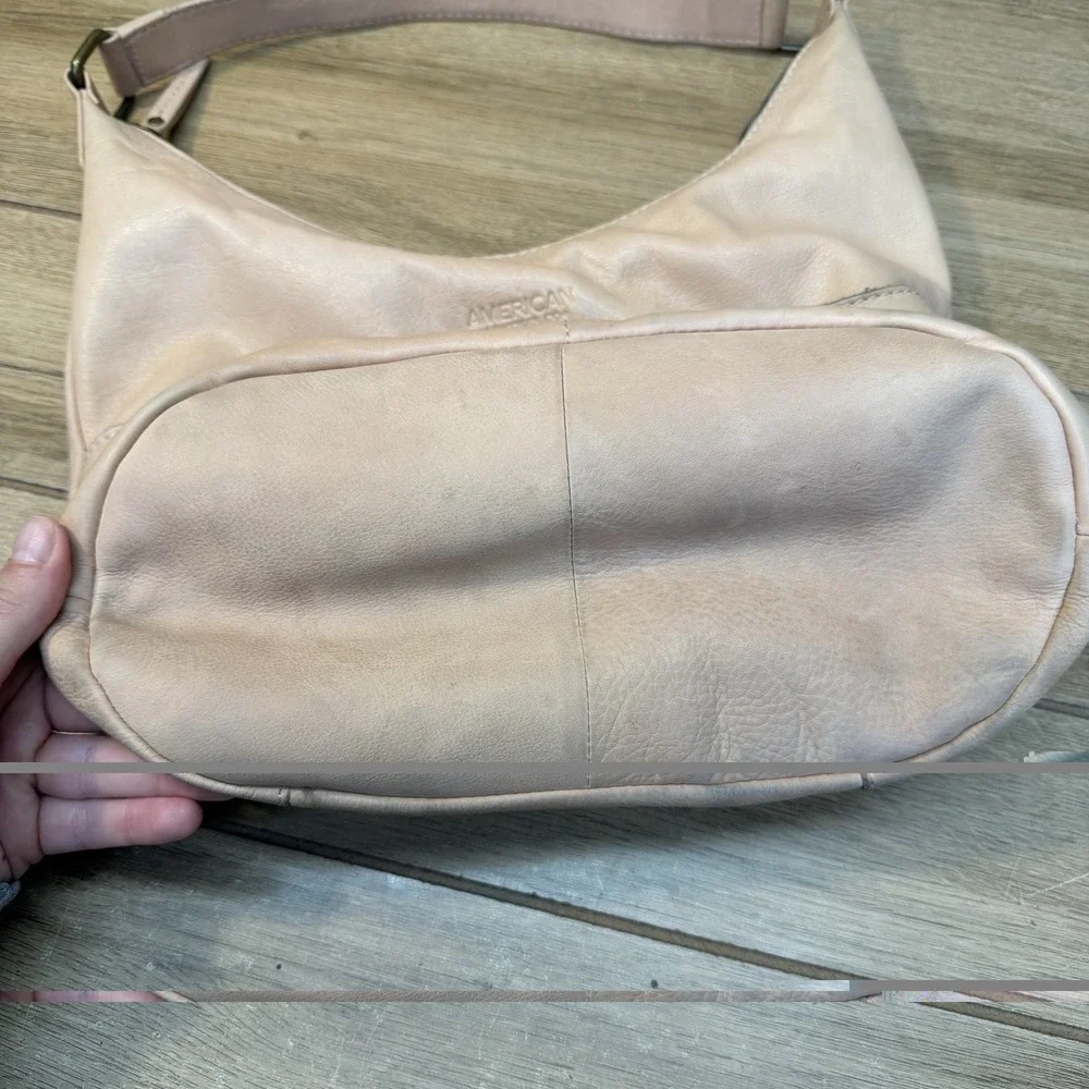 American Leather Co Carrie Hobo Light Pink Leather Purse Handbag USED See Photos